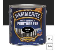Peinture fer Direct sur Rouille Noir satin 2,5L HAMMERITE