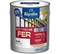 Ripolin Peinture pour fer extérieur Glycéro antirouille Sous-couche intégrée 2L Blanc Brillant