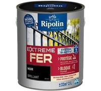 RIPOLIN - Peinture pour Fer Extérieur - Glycéro Antirouille - Sous-couche intégrée - Application directe sur Rouille - Résistante aux Intempéries, UV et Chocs - Brillant - 2L - Noir