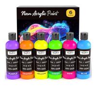Peinture Fluorescente 6 Couleurs X 120ML,Peinture Acrylique Luisant Dans Le Noir,Acrylique Fluorescente pour Projets De Bricolage