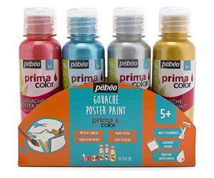 Peinture Gouache - Enfant - Couleurs Nacrées - 4 Tubes 150 Ml - Pébéo - Primacolor