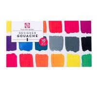 Talens Gouache extra fine - Set de base 10 x 20 ml - Finition mate hautement pigmentée - Tubes en Aluminium prêts à l'emploi - Boîte en carton solide avec échantillons de couleurs