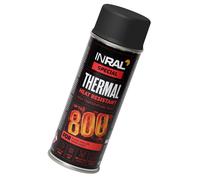 Peinture haute température INRAL Thermal 800 °C - émail silicone noir mat, séchage rapide, protection poêle & radiateur - 400 ml