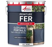 Peinture métal et fer pour portail, grille, garde-corps : ARCALAQUE 101 Blanc - RAL 9003 2.5 L