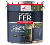 Peinture métal et fer pour portail, grille, garde-corps : ARCALAQUE 101 Gris Anthracite - RAL 7016 0.5 L