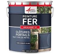 Peinture métal et fer pour portail, grille, garde-corps : ARCALAQUE 101 Gris Anthracite - RAL 7016 0.5 L