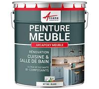 Peinture Meuble Cuisine Salle de Bain 1 kg Blanc - RAL 9003 | Rénove Meubles, Plans de Travail, Mélaminé, Stratifié, sans sous-Couche, Résiste à la Chaleur 110°C - Arcane Industries