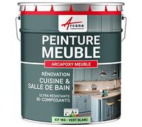 Peinture meuble cuisine & salle de bain - Résine epoxy bi-composant - Peinture pour meuble sans ponçage - ARCAPOXY MEUBLE - 1 kg (jusqu'à 12 m² en 2 couches) Vert Blanc - RAL 6019 - ARCANE INDUSTRIES