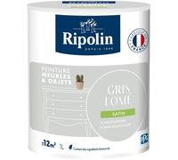 Ripolin - Peinture Meubles & Objets 1L - Satiné - Gris Lomé - Pour Bois, Mélaminé, Métal - Intérieur/Extérieur - 10% Biosourcé