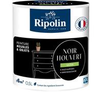 Ripolin - Peinture Meubles & Objets - 0.5L - Noir Houvert - Satiné - Sans sous-couche - Intérieur/Extérieur
