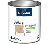Ripolin - Peinture Meubles et Objets - Satin incolore - 0,5L - Pour bois, mélaminé, stratifié, métal - Intérieur & Extérieur - Bio-sourcée