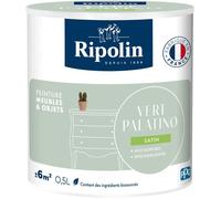 Ripolin - Peinture Meubles & Objets - Vert Palatino - Finition satinée - Pour bois, métal, stratifié - Intérieur & Extérieur - 0,5 litre