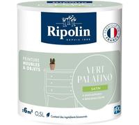 Peinture Meuble et Objet Vert Palatino, Satiné, Ripolin, 0.5L, Intérieur/Extérieur, Bois Métal Mélaminé Stratifié