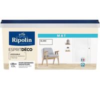 Peinture Monocouche Ripolin Esprit Déco, Blanc Mat, 2.5L, Murs, Boiseries, Radiateurs
