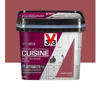 Peinture Multi-Matériaux Cuisine V33 Déco LAB Rouge Cerise Satin 0,75 L