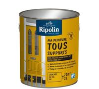 Ripolin - Peinture Multi-Supports Jaune Miel RAL 1004 Mat, 2 Litres - Bois, Fer, Béton, PVC, Résiste aux UV et Intempéries