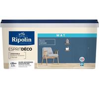 Peinture Multi-Supports RIPOLIN Esprit Déco, 2.5L, Bleu, Finition Mate, Acrylique, Intérieur