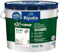 Peinture Mur et Plafond Ripolin, Monocouche Satin Blanc, 10L, Haute Qualité
