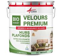 Peinture mur et plafond satin velours biosourcée Vert Blanc - RAL 6019 2.5 L (+ ou - 30m² par couche)