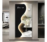 Peinture murale 3D en grès avec lumière LED, sculptures murales créatives avec vase en verre et plantes artificielles, alimentation par branchement, pour entrée