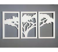 Peinture murale en triptyque, peinture murale avec arbre africain