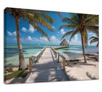 Peinture murale sur toile représentant un paysage tropical