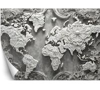 Peinture murale XXL carte du monde abstraction grise papier peint mural 450x315 cm couleur Gris thème Villes et architecture
