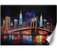 Peinture murale XXL ville pont abstrait new york papier peint mural 400x280 cm couleur Thème coloré Abstraits