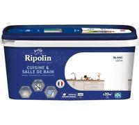Peinture Murs, Boiseries, Plafonds, Radiateurs RIPOLIN Cuisine et Bain, 2 L, Blanc, Anti-Moisissures, Bas Carbone