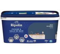 Peinture Murs, Boiseries, Plafonds, Radiateurs RIPOLIN Cuisine et Bain, 2 L, Bleu de Bering, Anti-Moisissures