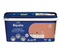 RIPOLIN - Peinture Intérieure Cuisine et Bain - Murs, Boiseries et Radiateurs - Adapté Pièces Humides - Effet Perlant - Lessivable - Haute Résistance - Ocre Nubie - Satin - 2L