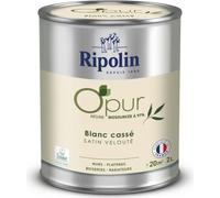 Peinture Murs, Boiseries & Radiateurs RIPOLIN, Blanc Cassé, Satin Velouté, 2 L, Résine Biosourcée