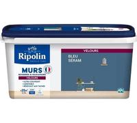 Peinture Murs, Boiseries & Radiateurs RIPOLIN, Bleu Séram Velours, 2.5 L, Forte Opacité, Ecolabel