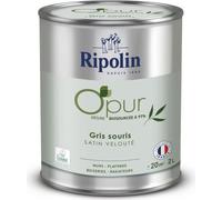 Peinture Murs, Boiseries & Radiateurs, RIPOLIN O'PUR, Gris Souris, Satin Velouté, 2 L