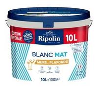 Peinture murs et plafonds acrylique mate RIPOLIN Special Edition 2-coat Blanc 10 L Blanc