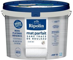 Peinture Murs & Plafonds RIPOLIN, Blanc Mat, 10 L, Technologie UNILISS