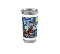 Peinture Okapi Nuit étoilée Style Van Gogh Gobelet isotherme en acier inoxydable double paroi
