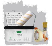 PECTRO Peinture Une Couche 4L (6,3kg) Kit Rouleau, pinceau, grille et ruban - Peinture Mur et Plafond Interieur Couleurs Chaudes - Ultra Couvrante et Lessivable, finition Mate