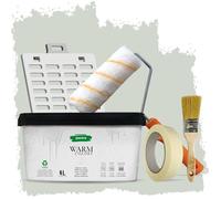 PECTRO Peinture Une Couche 4L (6,3kg) Kit Rouleau, pinceau, grille et ruban - Peinture Mur et Plafond Interieur Couleurs Chaudes - Ultra Couvrante et Lessivable, finition Mate