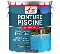 Peinture Piscine Bassin Béton ARCAPISCINE Ciment Décoration Imperméable Bleu Blanc Gris Grise Jaune Sable Noir Vert Gris clair ral 7047 10 L