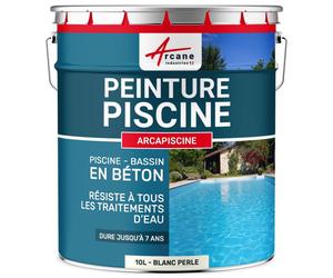 PEINTURE PISCINE BÉTON - 12 Couleurs - HAUTE RESISTANCE 7 ans - ARCAPISCINE - 10 L Blanc Perlé - RAL 1013
