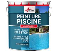 Peinture Piscine Bassin Béton ARCAPISCINE Ciment Décoration Imperméable Bleu Blanc Gris Grise Jaune Sable Noir Vert Bleu 10 L