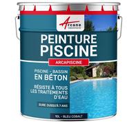 PEINTURE PISCINE BÉTON - 12 Couleurs - HAUTE RESISTANCE 7 ans - ARCAPISCINE - 10 L Bleu Cobalt - RAL 5013