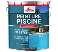 PEINTURE PISCINE BÉTON - 12 Couleurs - HAUTE RESISTANCE 7 ans - ARCAPISCINE - 10 L Gris Basalte - RAL 7012