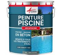 PEINTURE PISCINE BÉTON - 12 Couleurs - HAUTE RESISTANCE 7 ans - ARCAPISCINE - 10 L Gris Souris - RAL 7005