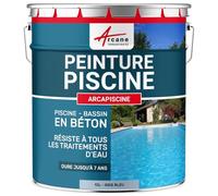 Peinture Piscine Béton Hydrofuge - ARCAPISCINE 10 L Gris Proche - RAL 7040 | Peinture Hydrofuge Piscine et Bassin, Béton, Ciment, Résiste au Chlore et au Sel, Microporeuse - Arcane Industries