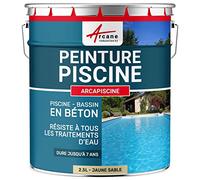 Peinture Piscine Béton Hydrofuge - ARCAPISCINE 2.5 L Jaune Sable - RAL 1002 | Peinture Hydrofuge Piscine et Bassin, Béton, Ciment, Résiste au Chlore et au Sel, Microporeuse - Arcane Industries