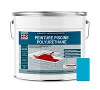 Peinture piscine béton, peinture polyuréthane pour piscine et bassin, étanche et souple, béton, enduit, ciment PROCOM 10 litres Bleu piscine (RAL 240 60 40)