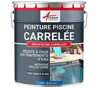 Peinture Piscine Carrelage, Mosaïque, Hydrofuge 20 kg Bleu Ciel | Carrelage, Mosaïque, Hydrofuge, Lessivable, Résiste aux Uv et aux Traitements des Eaux - Arcane Industries