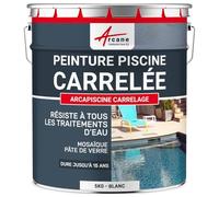 Peinture Piscine Carrelage, Mosaïque, Hydrofuge 5 kg Blanc | Carrelage, Mosaïque, Hydrofuge, Lessivable, Résiste aux Uv et aux Traitements des Eaux - Arcane Industries